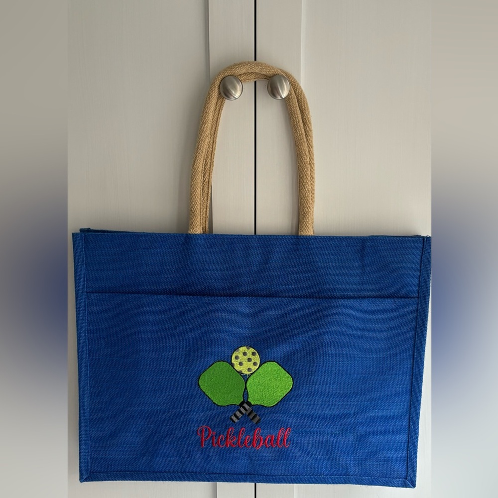 Pickle Ball Canvas tote with embroidery. Brand new. Never used.
